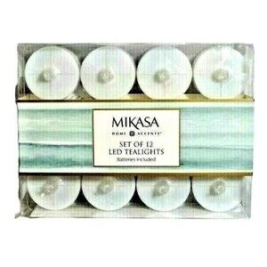 Mikasa White LED Tealights 12pc Battery Flameless Holiday Home LIghting Accents